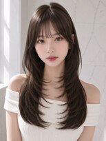 ユーフォリア 銀座(Euphoria)&nbsp;ミルクベージュツーウェイバングミディアムレイヤーカット暗髪