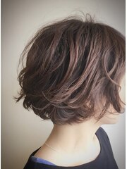 《kubu hair》大人ゆるふわひし形ショートボブデジタルパーマ