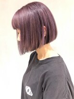 アルバム 渋谷パルコ(ALBUM) パープルボブ_フォギーベージュ耳かけウェーブパーマ_ba294091