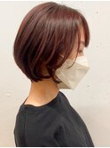 ショートボブ×レッドカラー
