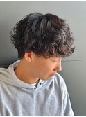 波巻きスパイラルパーマツイストスパイラルパーマ緩めマッシュ