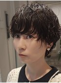 顔回り緩め外国人のくせ毛風パーマ×マッシュショート/大森