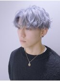 Men'sスタイル/シルバーアッシュ×カルマパーマ風セット