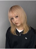 レイヤーカット/ハッシュカット/ウルフ/ブロンド/顔周り