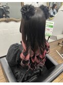 #ヘアセット#インナーカラー#ピンク