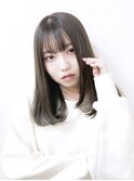 アッシュグレー×ツヤ髪ストレート 髪質改善 ダークグレー