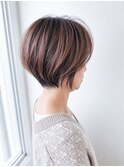 大人ショートボブ 丸みショート 30代40代50代60代丸顔面長by柴立