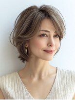 ハーツ 青山表参道店(Heart's)&nbsp;白髪ぼかし脱白髪染め似合わせショートボブ40代50代60代