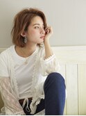 外ハネボブ/ペールベージュ[髪質改善/ヘッドスパ白髪染め/新宿】