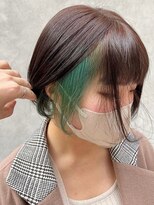 オーストヘアーフィガロ 本通り店(Aust hair Figaro) ナチュラルボブ×イヤリングカラー☆ネオングリーンAust/本通