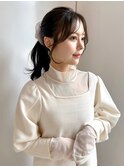 顔まわりカット/おくれ毛カット/ポニーテール/シースルーバング