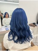 夏に大人気カラー顔周りレイヤー/オーシャンブルー/艶カラー