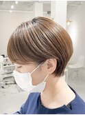 別府ショートボブ顔まわりレイヤーカット髪質改善カラー30代