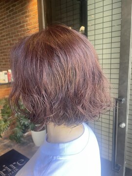 スーリール 博多店(Sourire) ふんわりカールのボルドーヘア♪