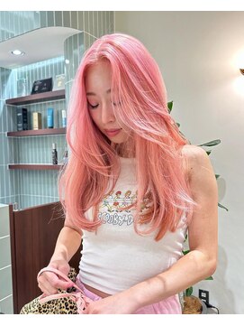 ハーパーズ 渋谷(harpers) ホワイトピンクロングウェーブレイヤー