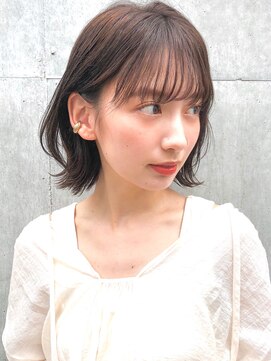 リヤン 表参道(lyann) 大人ガーリー斜めバングダークアッシュシースルーバング美髪