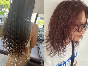 jinaluseana hair and head SPA【ジナルシナ ヘア アンド ヘッドスパ】の写真/ラフな海外風パーマでキマる◇沖縄で培った熟練技術で、紫外線や潮風によるダメージもケア◎弥刀駅