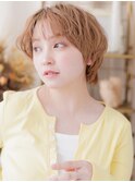 夏カラーひし形ショートボブくびれレイヤーハッシュカット20代