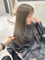 ピンク バイ アンジェリカ 瓢箪山店(PINQ by ANGELICA)&nbsp;レイヤーカット＋ブリーチなしオリーブグレージュ