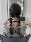 結婚式ヘア二次会ヘア編みおろしカチモリシニヨン岡山ヘアセット