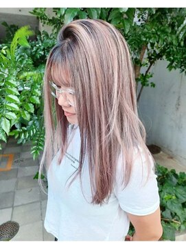 パープル(purple) ピンクホワイトバレイヤージュ