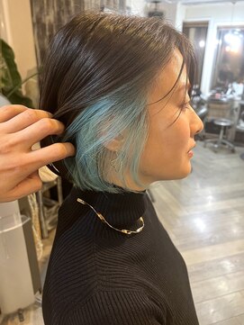 ルーツ ヘア デザイン(roots hair design) 新町美容室★roots★インナーカラーグリーン