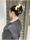 生花まとめ髪！10代20代成人式卒業式ヘアセット艶髪