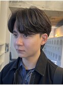 ナチュラルセンターパート七三分けニュアンスパーマカルマパーマ