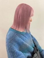ピンクベージュピンクミルクティーブリーチありダブルカラー