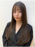 ロング顔まわりフェイスレイヤーショコラブラウン