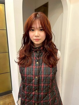 ヘアーアイスカルテット(HAIR ICI QUARTET) 20代30代透明感オレンジベージュ×ふんわりくびれロング