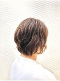 無造作パーマ/小顔/ショート/暖色系カラー/デジタルパーマ/40代
