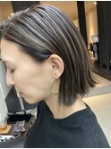 コントラストハイライト10代20代30代外ハネボブパールベージュ