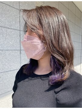 カミビト マヴィー(kamibito mavie) イヤリングカラーパープル／ラベンダー／外ハネミディ／ボブ