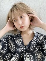 アルバム 池袋(ALBUM) 外ハネシースルバング_グレージュカラーボブウルフ_28728