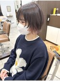 大人可愛い20代30代 顔周りウルフボブ/インナーベイビーピンク