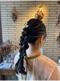 20代人気♪ゆるふわ可愛い暗色カラーポニーテール編みおろし