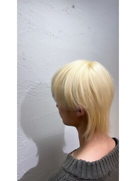 アジールヘア 所沢プロペ通り店(agir hair) メンズブリーチホワイトブロンドハイトーンウルフ所沢