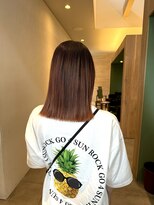 トップヘアーヒルズ 安城(TOP HAIR HILLS)&nbsp;ツヤ感ミディアムヘアオレンジカラー/20代/30代