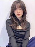 韓国レイヤーロング美髪グレージュアッシュインナーグレージュ