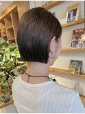 前下がりボブ 切りっぱなしボブ ショートボブ 縮毛矯正 美髪