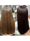 こっくりブラウン髪質改善カラーBefore After