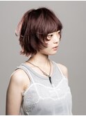 ウルフボブ/レイヤーボブ/ボルドーカラー/ブリーチなしカラー