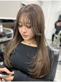 レイヤーカット/ヘーゼルベージュ/顔周り/韓国/ブリーチなし