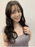 オルチャン暗髪/シースルーバング ブリーチなしアッシュ