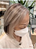 フェイスフレーミングで白髪ぼかし メリハリグレージュ 50代60代