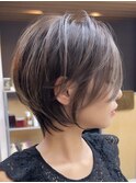 新宿おしゃれ女子ウルフヘア20代30代40代50代丸みショートボブ