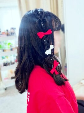 アトリエビューティーアミュ(atelier beauty AmU) 推し活 ライブ 量産型 ハーフツイン編みたらし×ハートアレンジ