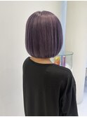 ブリーチハイトーンラベンダーパープルミニボブツヤ髪