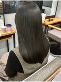 シアーグレージュブリーチなしカラー*艶カラーストレートロング
